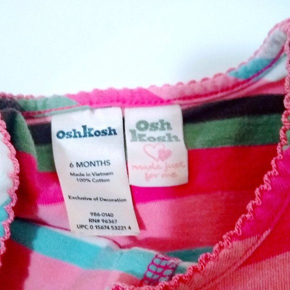 OSHKOSH PINK STRIPED MATCHING SET AND SHOES BUNDLE 6M - Picture 5 of 16